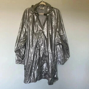 Maryam Nassir Zadeh silver metallic rain wind jacket